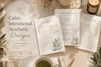 design aesthetic canva journal pages and digital planners