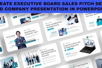 create executive board sales pitch deck and company presentation in powerpoint