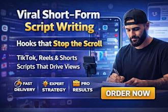 viral short form video script writing for tiktok, youtube, reels, and shorts