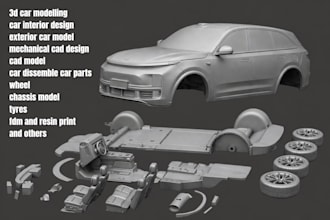 3d car model for resin sla fdm printing, split parts, car body kit, replica car