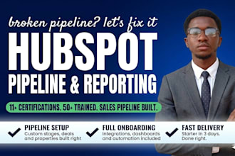 setup hubspot pipeline onboarding, hubspot integrations and dashboard reporting