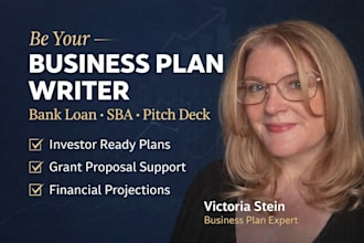 be your business plan writer for bank loan, sba, pitch deck, grant proposal