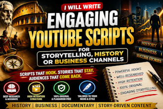 write an engaging youtube scripts for storytelling history or business channels