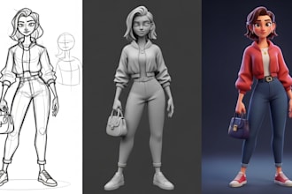 convert 2d to 3d model, do 3d figurine from image, stl file for 3d printing
