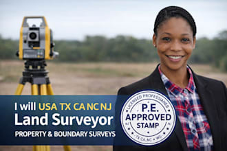 usa tx ca nc nj wg land surveyor property and boundary surveys pe stamp approval