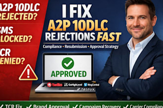 fix a2p 10dlc tcr rejection on twillo, ghl and get sms campaign approve fast