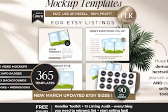 design etsy shop setup, digital products, SEO listing, etsy mockups, pod