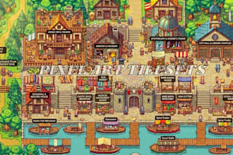 do pixel art character sprite sheet top down tileset rpg game map 2d game assets
