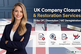dissolve, close or strike off UK ltd company, restore uk company, deregister vat