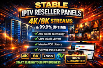 provide premium and stable reseller panel, dream 4k, strong 8k,b1g, trex, web