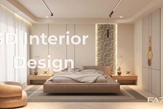 modern bedroom interior design and 3d rendering