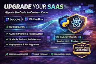 migrate no code app to custom code python react backend saas deployment
