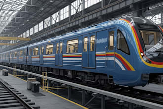 create high quality 3d train model, train station, railway, metro render