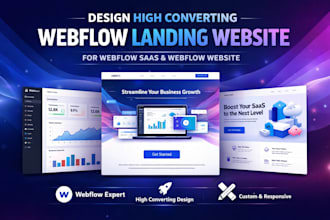 design high converting webflow landing website for webflow saas webflow website