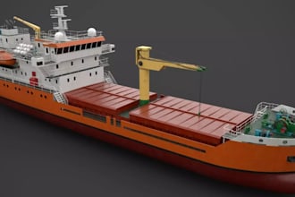 3d vessel model,cargo midship section,hull exterior,marine yacht,boat animation