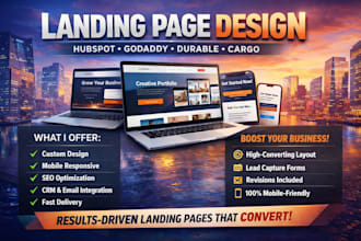 build hubspot cms godaddy durable cargo landing page website design