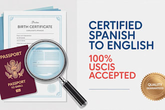 provide a certified uscis translation for immigration spanish to english