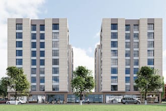 3d apartment building project, architectural rendering for real estate,3d design