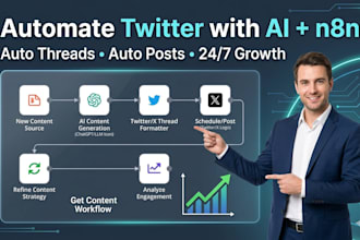 develop n8n ai x twitter threads social media posts automation workflow agent