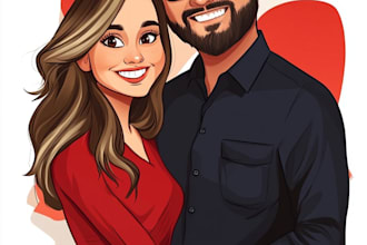 make an awesome couple caricature, wedding group caricature