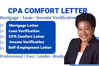 prepare a CPA comfort letter for banks, paypal, and irs verification