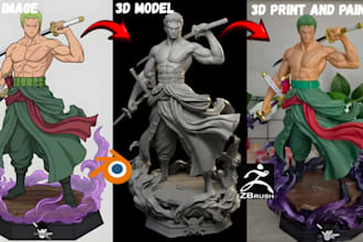convert 2d image to 3d model 3d miniature action figure stl figurine 3d printing