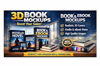 create stunning 3d book mockups and ebook mockups that boost sales
