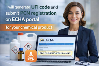 generate ufi code and submit pcn registration on echa portal for chemical produc