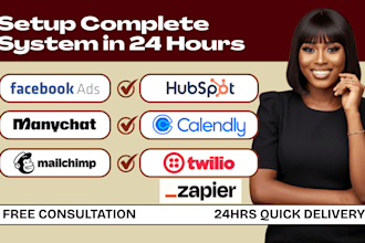setup facebook ads calendly manychat hubspot twilio mailchimp zapier integrate