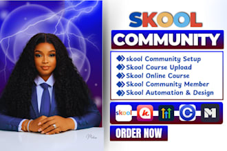 create online skool community setup, skool management, skool online course skool