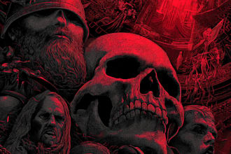 draw a detailed dark, brutal, horror, and heavy metal art