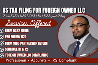 prepare and file us tax form 5472, 1120, 1065, k1, k2 for multi member llc