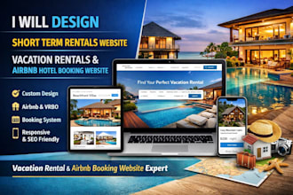 design short term rentals website, vacation rentals airbnb hotel booking website