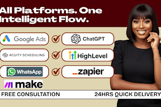 setup google ads chatgpt acuity scheduling gohighlevel whatsapp API zapier make