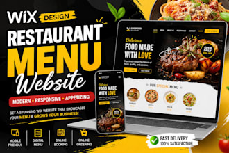 design wix restaurant menu website with online ordering and booking