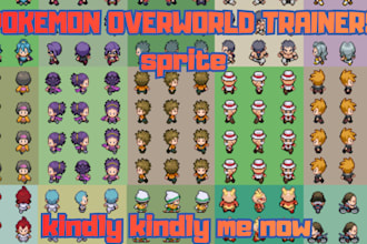 create pixel art gen 3,4,5 pokemon overworld trainers sprite, fakemon character