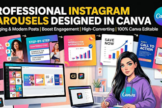 deliver fully done instagram carousels in canva with copy