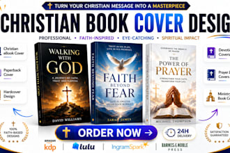 create an eyecatching christian devotional book cover for KDP
