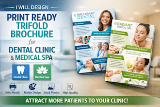 design print ready trifold brochure for dental clinic and medical spa