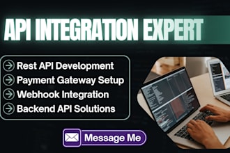 do rest API, stripe, paypal, shopify, whatsapp, twilio API, webhook, backend API