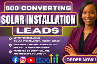 800 exclusive solar installation leads, solar leads solar install, facebook ads