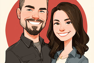 make an awesome couple caricature, wedding group caricature