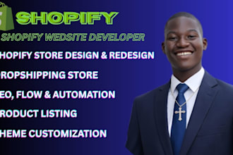 do shopify website design, create shopify store, or shopify dropshipping store