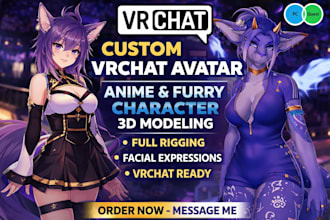 make vrchat avatar, commission anime, furry style, VR character