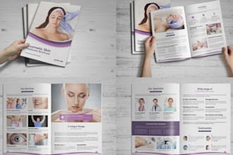 design product catalog, brochure for facial, beauty skincare, clinic med spa