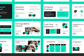design financial report, annual report, and corporate powerpoint slides