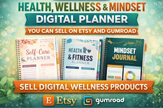 create health wellness and mindset digital planner design etsy shop gumroad