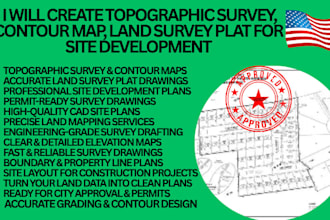 create topographic survey, contour map, land survey plat for site development