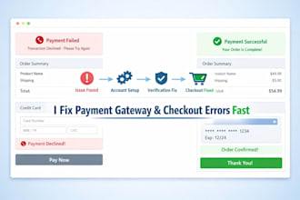 solve payment gateway problems, setup accounts and fix checkout errors fast