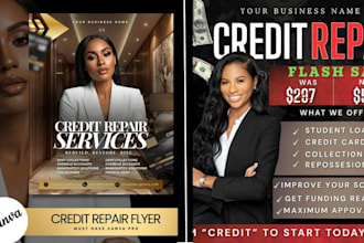 design a professional credit repair flyer and financial marketing kit